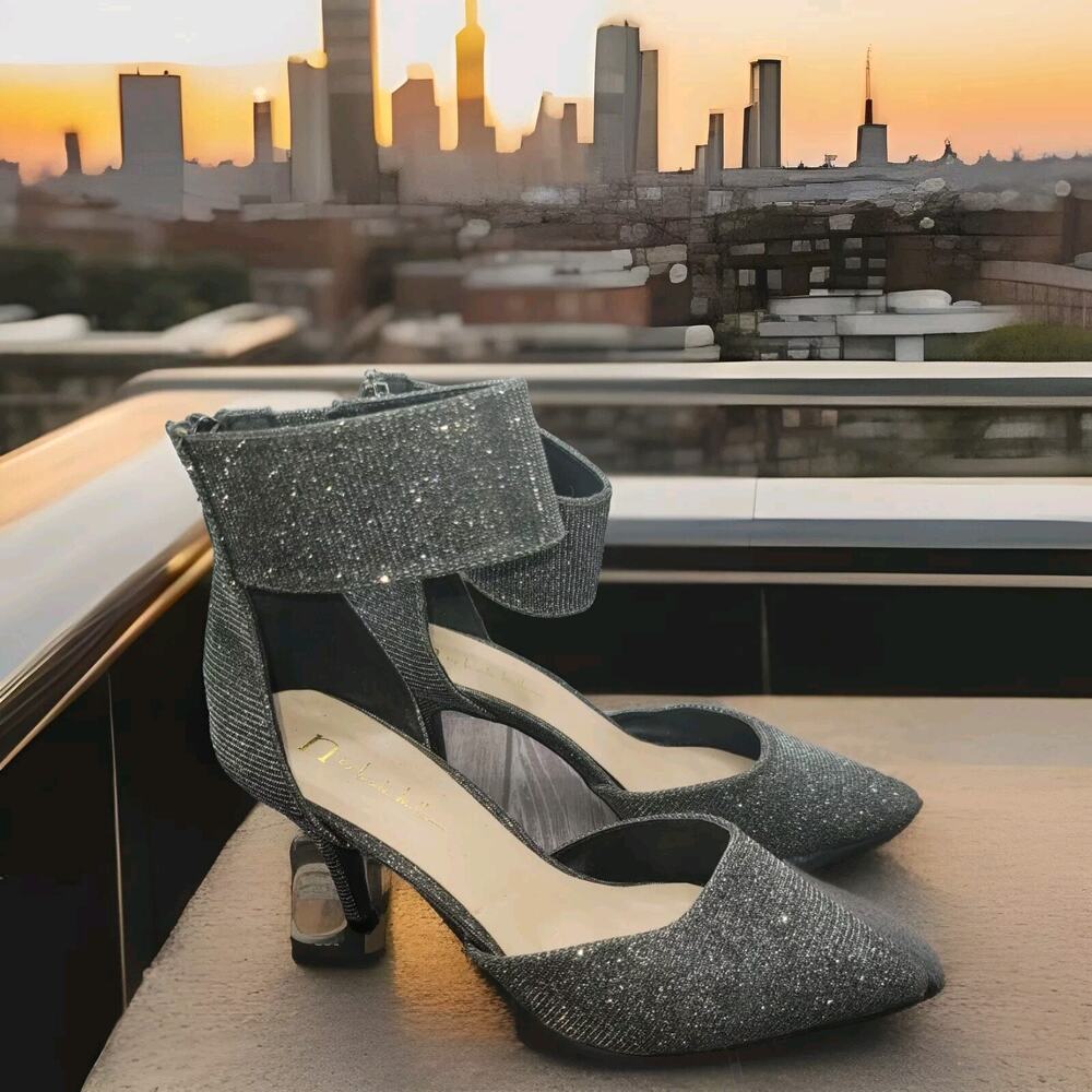 N by Nicole Miller Carty Heels Size 6M Pewter Silver - Picture 4 of 7